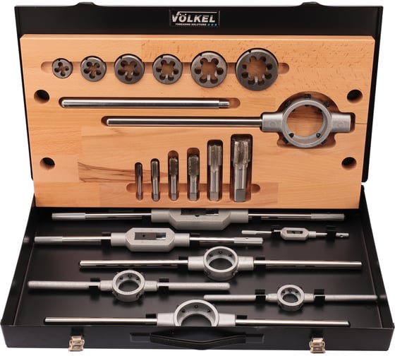 Набор метчиков и плашек VOELKEL NPT 1/8-1.0 HSS-G 20пр V48025