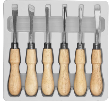 Стамески Зубр ЭКСПЕРТ фигурные профессиональные, 6шт 18373-H6