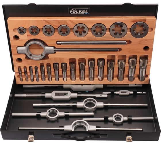 Набор метчиков и плашек VOELKEL G(BSP) 1/8 -1.0 HSS-G 32пр V48021