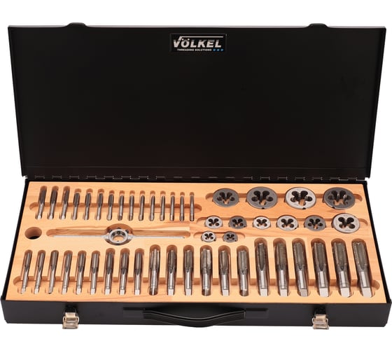 Набор метчиков и плашек VOELKEL M5-M20 HSS-G 55пр V48005
