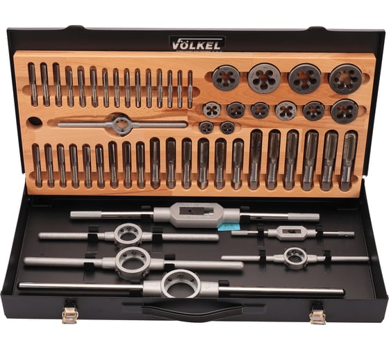 Набор метчиков и плашек VOELKEL M5-M20 HSS-G 55пр V48005
