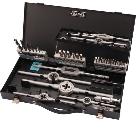 Набор метчиков и плашек VOLKEL M3-M12 HSS-G 45пр V49101