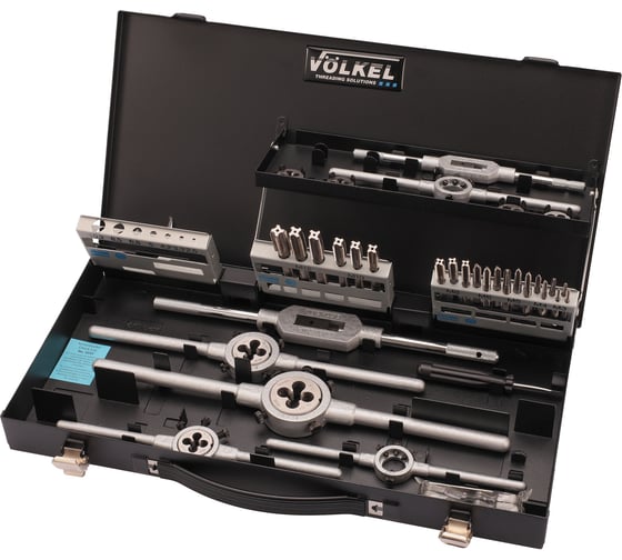 Набор метчиков и плашек VOLKEL M3-M12 HSS-G 37 предметов V49107