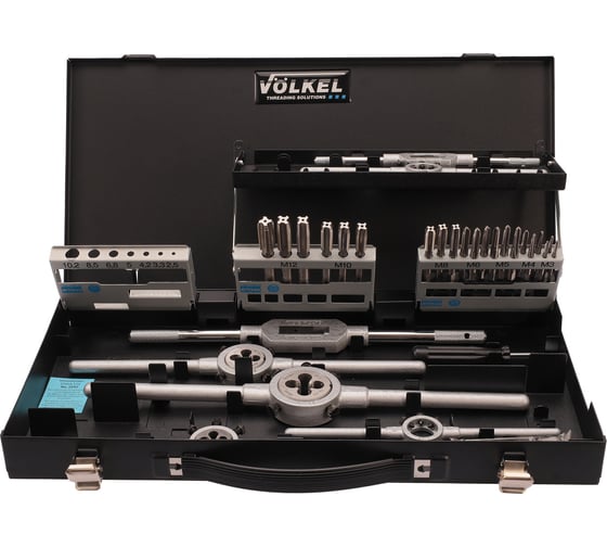 Набор метчиков и плашек VOLKEL M3-M12 HSS-G 37 предметов V49107