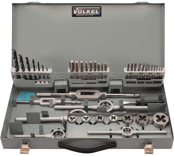 Набор метчиков и плашек VOLKEL M3-M12 HSS-G 44 предмета V49111