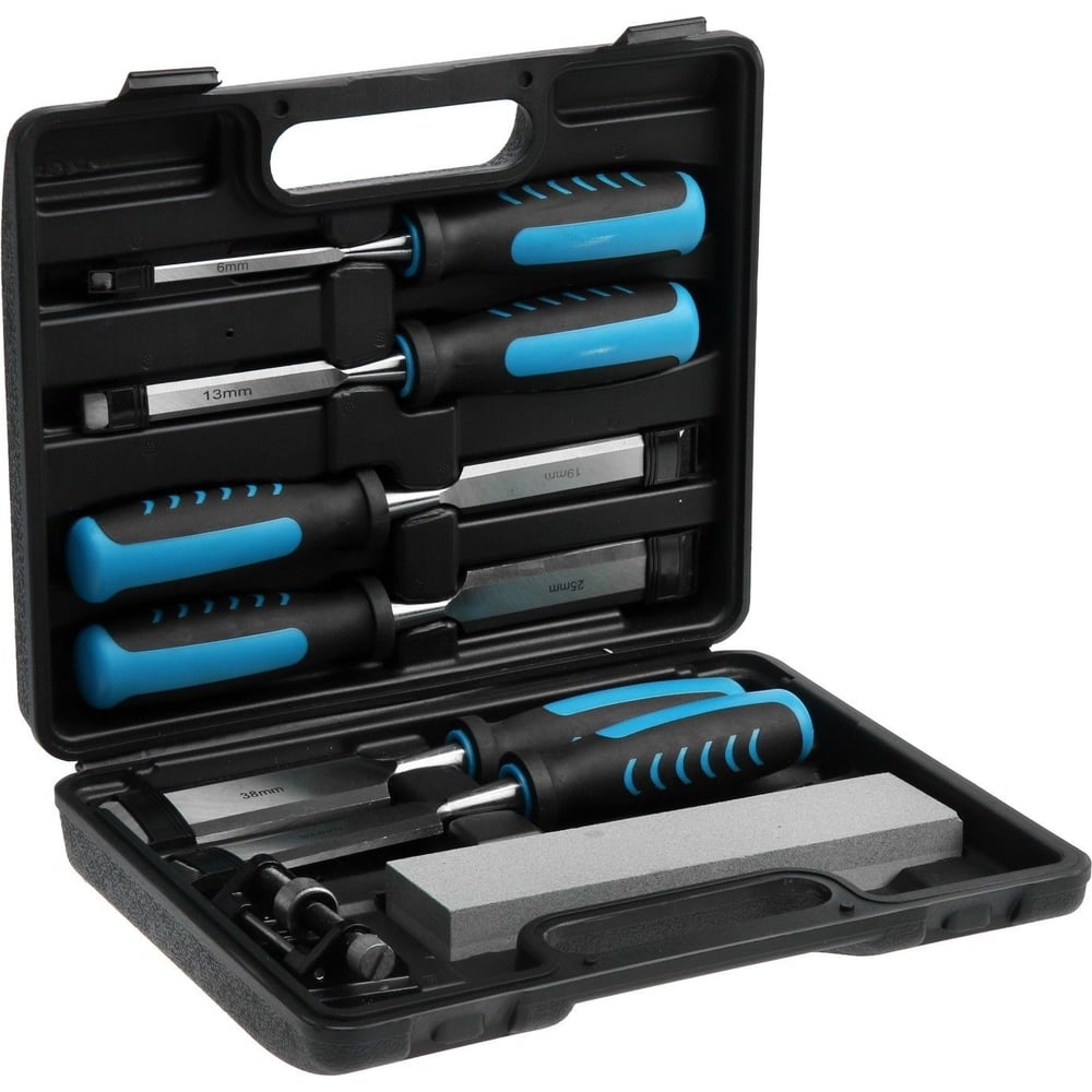 Набор стамесок ТУНДРА двухкомпонентные рукоятки, 45 сталь, 6-38 мм, с ...