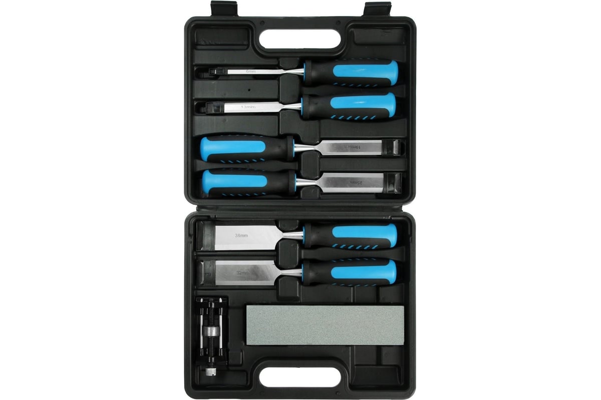 Набор стамесок ТУНДРА двухкомпонентные рукоятки, 45 сталь, 6-38 мм, с ...