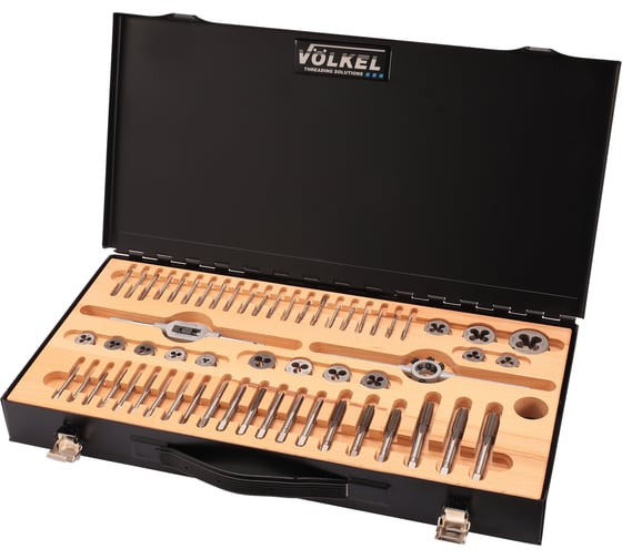 Набор метчиков и плашек VOLKEL M1-M10 HSS-G 66 предметов V48002