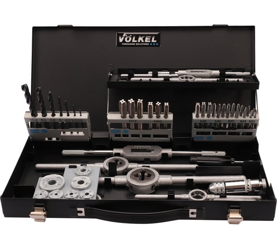 Набор метчиков и плашек VOLKEL M3-M12 HSS-G 52 предмета V49106