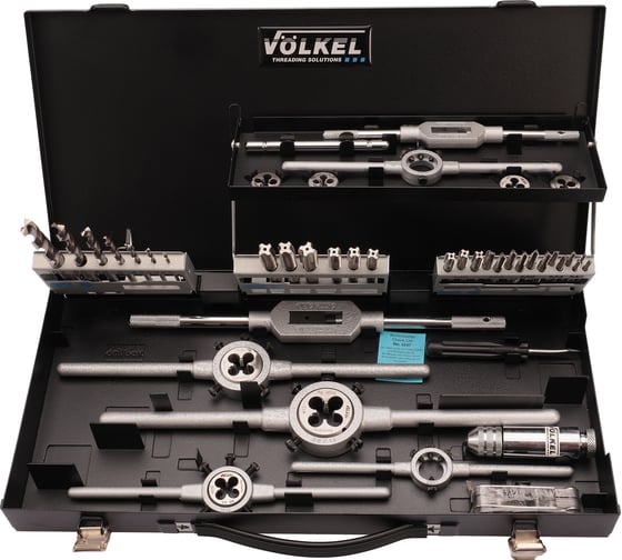 Набор метчиков и плашек VOLKEL M3-M12 HSSE 45 предметов V49151