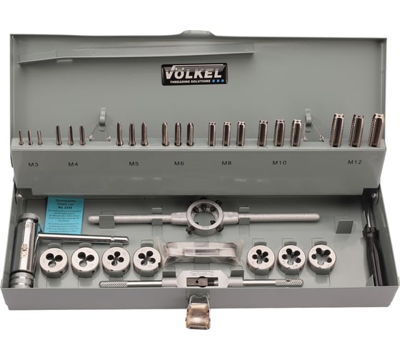Набор метчиков и плашек VOLKEL M3-M12 HSS-G 33 предмета V49501