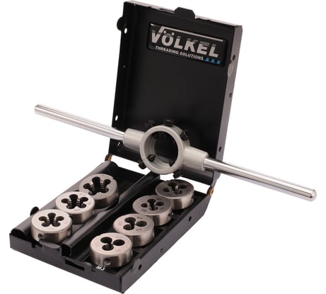 Набор плашек VOLKEL М3-М12 HSS-G (+ вороток) 8 предметов V49525
