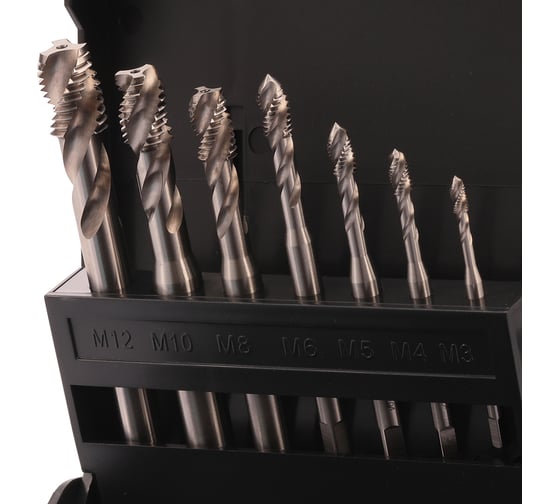 Набор спиральных машинных метчиков VOLKEL M3-M12 HSSE DIN371/376 (C/2-3P, R35) 7пр V47817