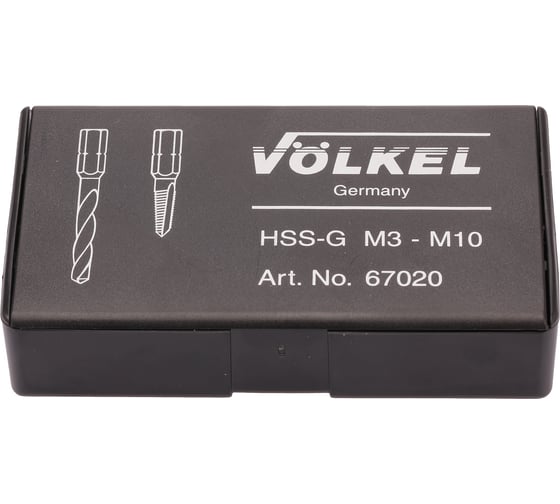 Набор метчиков для шуруповерта VOLKEL M3-M10 HSS-G (+ сверла) 13пр V67020
