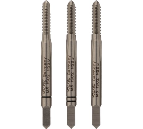 Набор метчиков из 3-х шт. VOLKEL М 3 шаг 0.5мм DIN352 HSS-G V27326