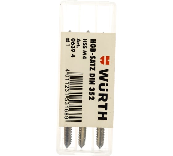 Набор ручных метчиков Wurth DIN352 HSS 1 3 M4 06394 061 1