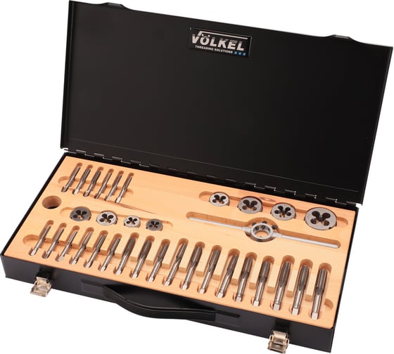 Набор метчиков и плашек VOLKEL M5-M12 HSS-G 40пр V48004