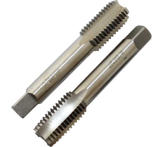 Метчик CNIC 7/8" BSW 55гр 9ХС дюймовый, ручной, комплект из 2-х шт. 9 ниток/дюйм 45936
