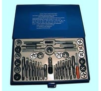 Вороток, плашкодержатель и по 17 метчиков и плашек CNIC М3-М12 в металлической коробке, 40 позиций 23434