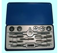 Вороток, плашкодержатель и по 5 метчиков и плашек CNIC М6-М12 в металлической коробке, 12 позиций 23433