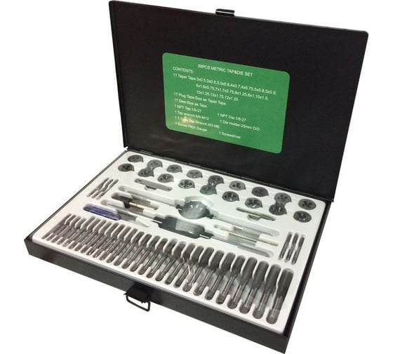 Набор метчиков и плашек Rockforce метрический 58 предметов RF-M058-1(10460)