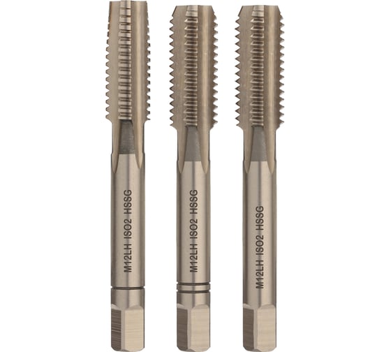 Метчик левый VOLKEL М12 шаг 1.75мм комплект из 3-х шт. DIN352 HSS-G 27050 V27050 1