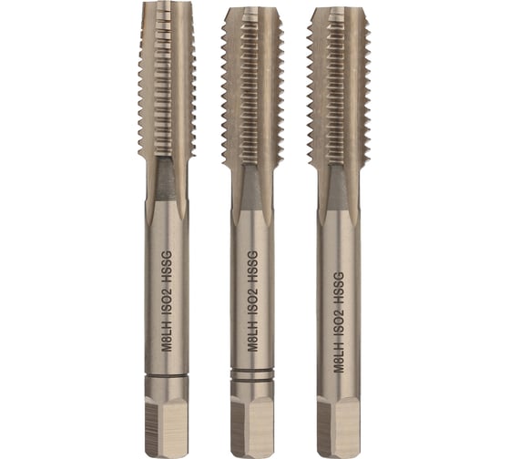 Метчик левый VOLKEL М 8 шаг 1.25мм комплект из 3-х шт. DIN352 HSS-G 27042 V27042