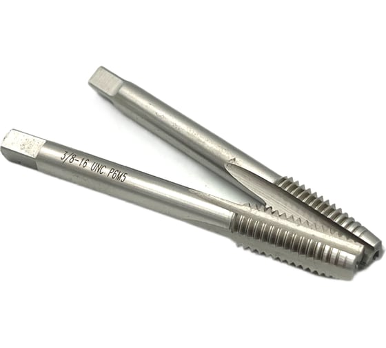 Дюймовый метчик TORNERI UNC 3/8" 16 нитей Р6М5 комплект из 2-х штук 035370