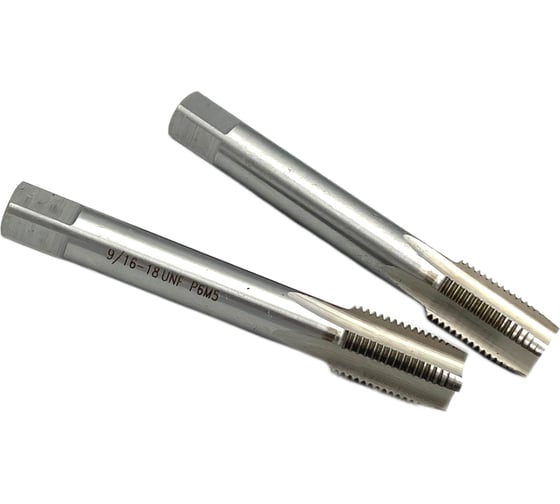 Дюймовый метчик TORNERI UNF 9/16" 18 нитей Р6М5 комплект из 2-х штук 035392 1