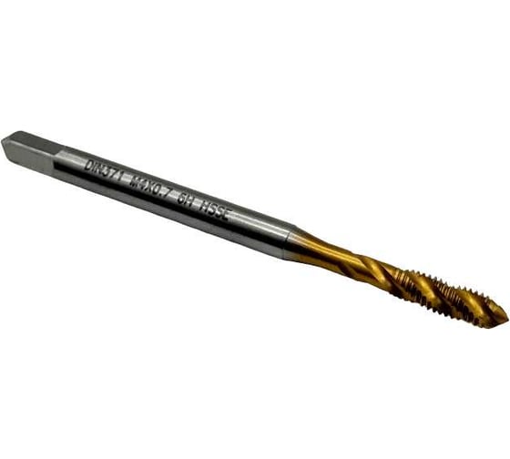 Машинно-ручной метчик TORNERI М 4х0.7 HSSE 6H DIN371 TiN с винтовой канавкой для глухих отверстий 036388