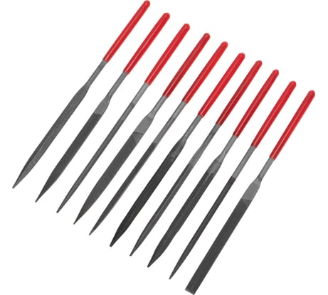 Набор надфилей Kranz 160x4мм, обрезиненные рукоятки, 10 шт. KR-12-4103