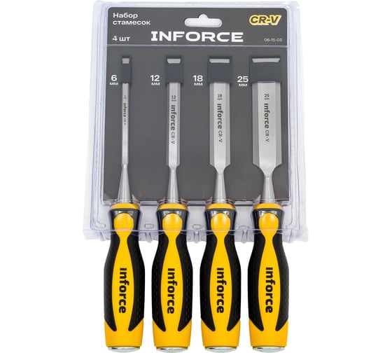 Набор из стамесок Inforce 4 шт., 6, 12, 18, 25 мм 06-15-03