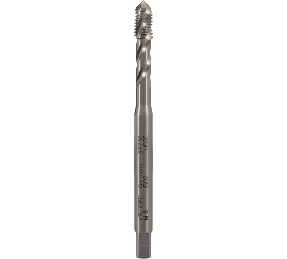Метчик машинный спиральный VOLKEL М6 шаг 1.0мм DIN371 HSSE V37738 1