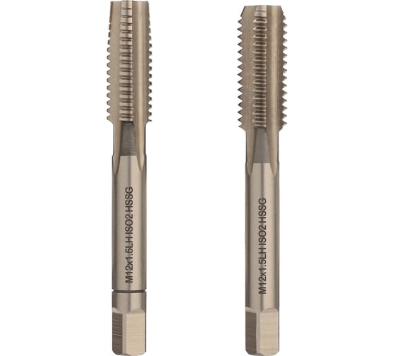 Метчик VOLKEL левый М12 шаг 1.5 мм комплект из 2-х шт. DIN2181 HSS-G V26022 1