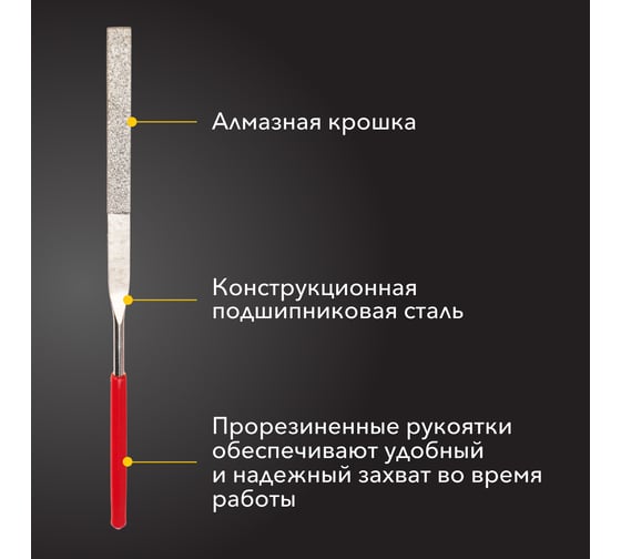 Набор надфилей алмазных Kranz 140x50x3 мм, 5 шт. KR-12-4111