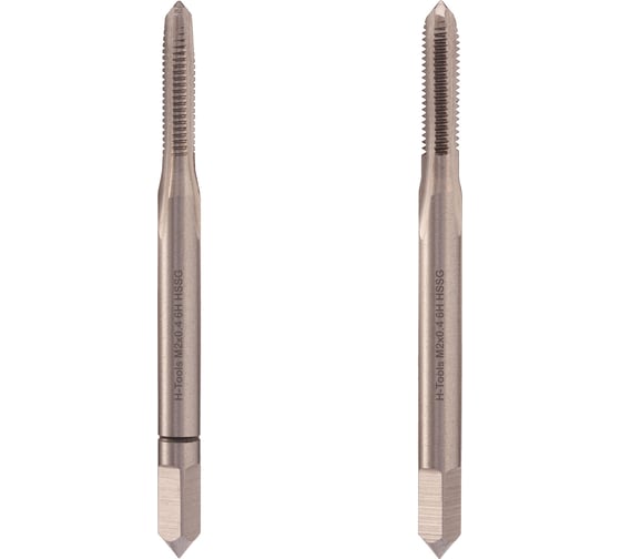 Метчик H-Tools М2, шаг 0.4мм, комплект из 2-х шт, DIN352 HSS-G 230020TXHT-2