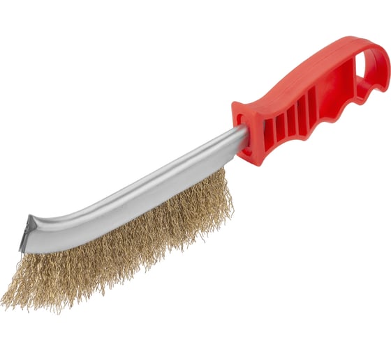 Щетка металлическая ручная TDM ELECTRIC с пластиковой рукояткой, латуниров. витая проволока d 0,3 мм, "Гранит" SQ1096-0101