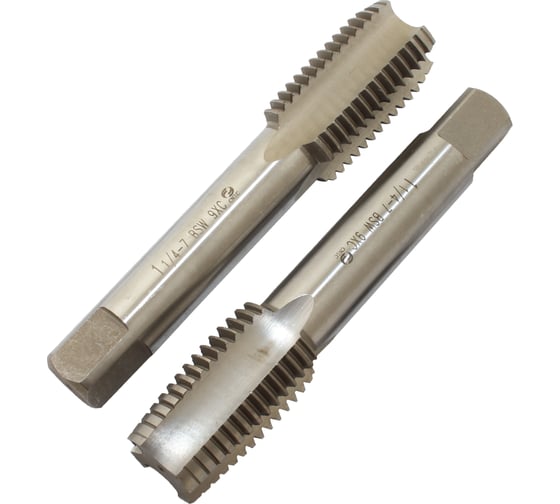 Метчик CNIC 1 1/4" BSW 55гр 9ХС дюймовый, ручной, к-т из 2-х шт. 7 ниток/дюйм 45943