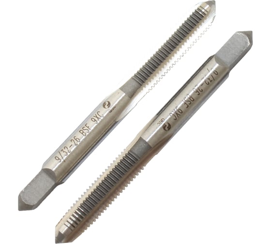 Метчик CNIC 9/32" BSF 55гр 9ХС дюймовый, ручной, к-т из 2-х шт. 26 ниток/дюйм 74378 1