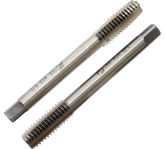 Метчик CNIC 3/8" BSW 55гр 9ХС дюймовый, ручной, к-т из 2-х шт. 16 ниток/дюйм 45928