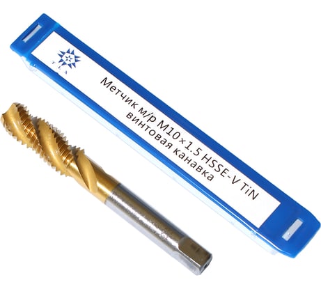 Метчик TLX М10,0 1,5 м/р.HSSЕ-V GV3 винтовая канавка, покрытие TiN ISO 529 74574