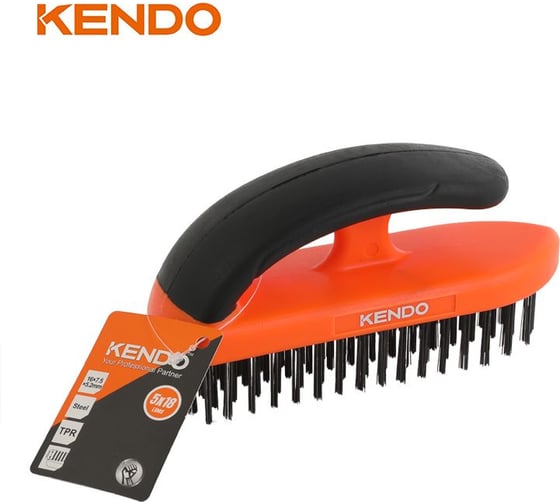 Щетка по металлу в пластмассовом корпусе KENDO 5-рядная 31402