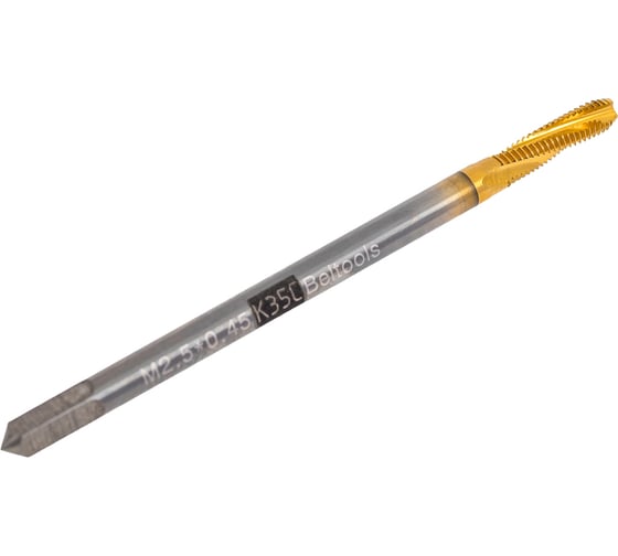 Метчик Beltools М2,5x0,45 машинный 6H К35С глухой TiN винтовой L=50мм DIN371 TBT702025045 ri.117.71