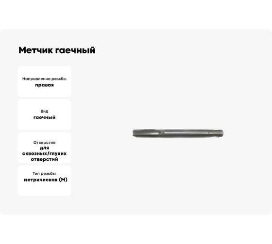 Метчик гаечный Sekira 22x1.5 исп.1 (с лыской) Р6М5 00-00036580