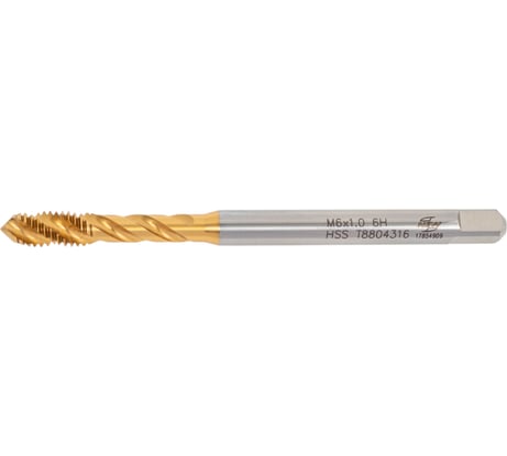 Метчик New Century M6x1.0, Alpha-TAP, DIN371, HSS (M2), со спиральной канавкой, покрытие TiN T8804316