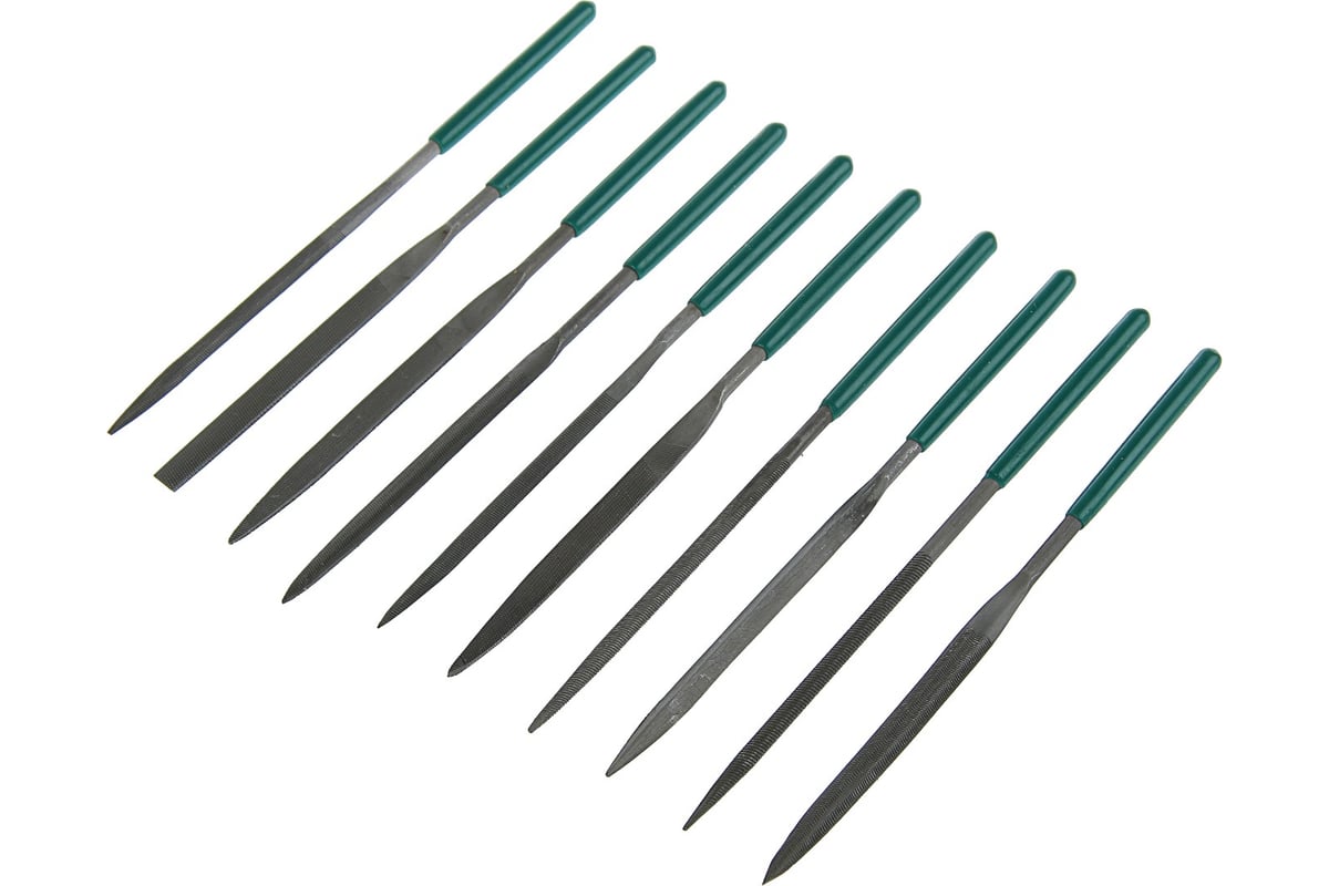 Набор надфилей TUNDRA 80 х 160 х 4 мм, обрезиненные рукоятки, 10 шт ...