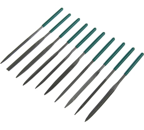 Набор надфилей TUNDRA 80 х 160 х 4 мм, обрезиненные рукоятки, 10 шт. 2292068