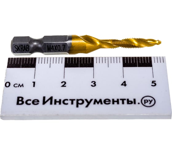 Сверло-метчик (М4х0.7х54 мм; HSS-TiN) SKRAB 33824