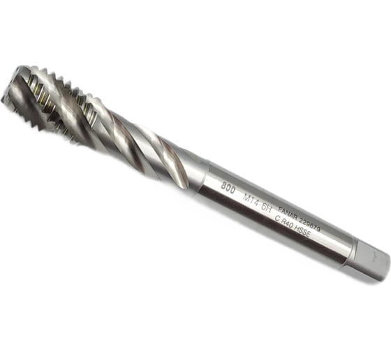 Машинный метчик FANAR М 14 х 2,0 HSSE 6H R40 DIN 376-C 800 с винт канав/D2-511101-0140/ 037094