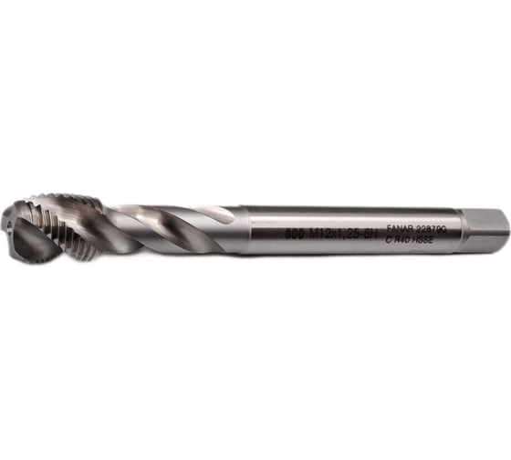 Машинный метчик FANAR М 12 х 1,25 HSSE 6H R40 DIN 374-C 800 с винт канав/D2-511101-0124/ 037089